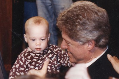 My niece Ariel being clutched by President Clinton