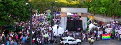 Thousands of Seattlites rally in support of healthy care reform at a Sept. 2009 rally the Seattle Times didn't bother to cover.